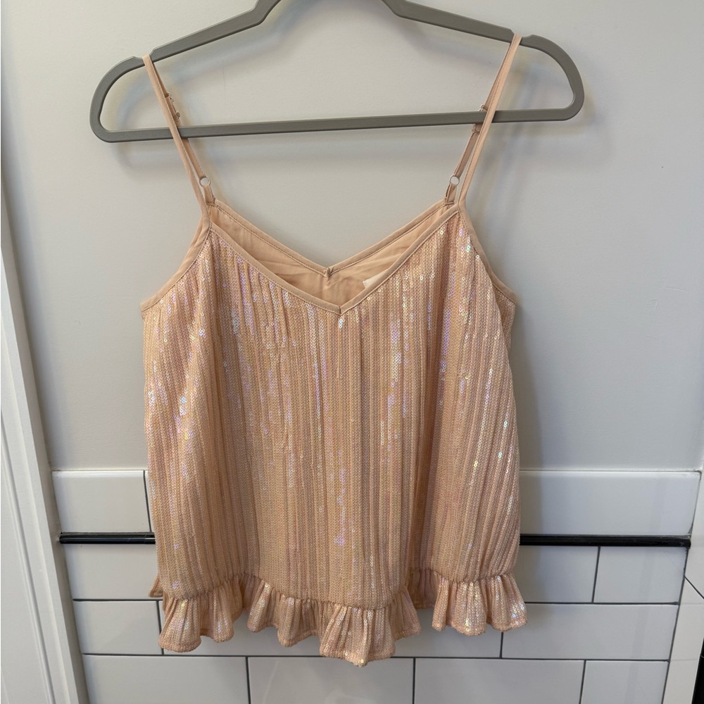 Anthropologie Peach Sequin Cami